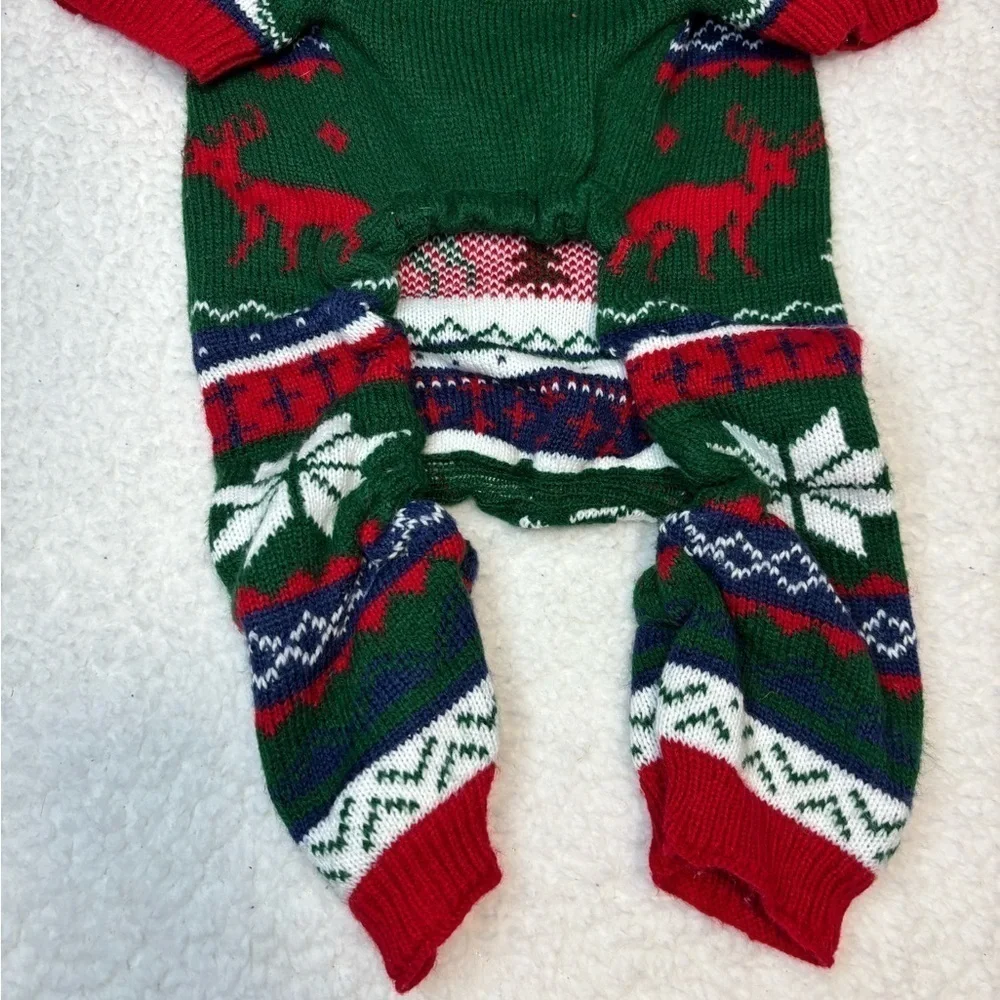 Embroider Pet Dog Ugly Christmas Sweater Knit Warm Full Body
